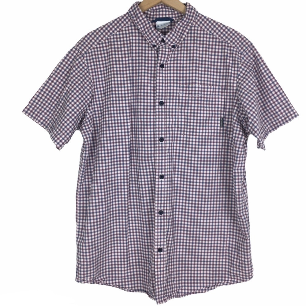 COLUMBIA Shirt Rapid Rivers II Short Sleeve Checks Gingham Red Blue Size Large